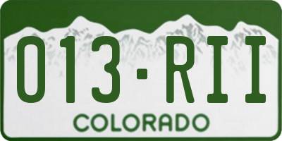 CO license plate 013RII