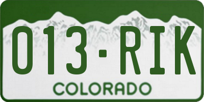 CO license plate 013RIK
