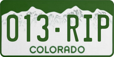 CO license plate 013RIP