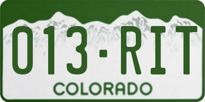 CO license plate 013RIT