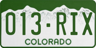 CO license plate 013RIX