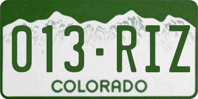 CO license plate 013RIZ