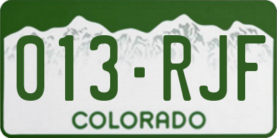 CO license plate 013RJF