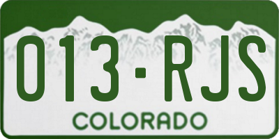 CO license plate 013RJS