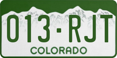 CO license plate 013RJT