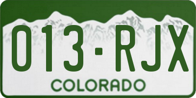 CO license plate 013RJX
