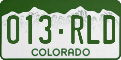 CO license plate 013RLD