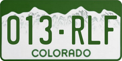 CO license plate 013RLF