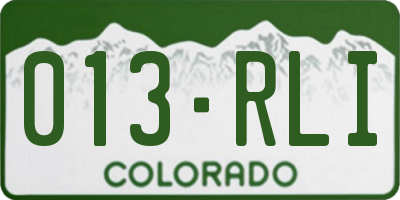 CO license plate 013RLI
