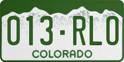 CO license plate 013RLO