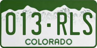 CO license plate 013RLS