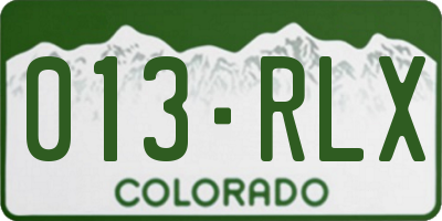 CO license plate 013RLX