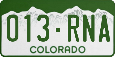 CO license plate 013RNA