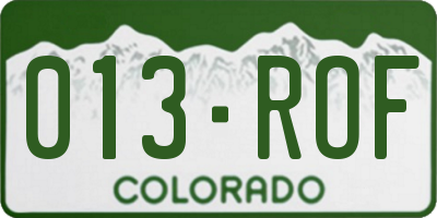 CO license plate 013ROF