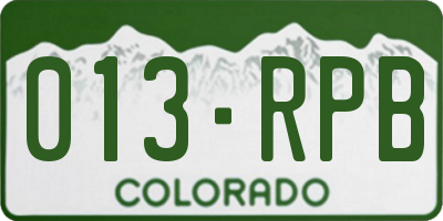 CO license plate 013RPB