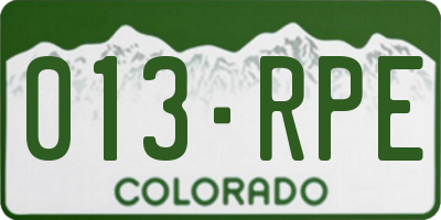 CO license plate 013RPE