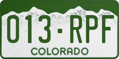 CO license plate 013RPF