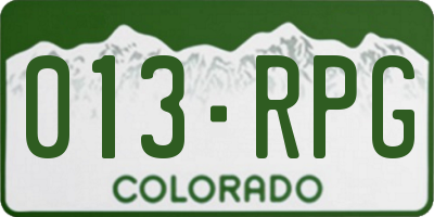 CO license plate 013RPG