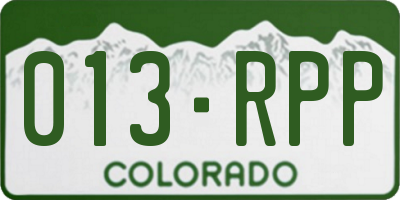 CO license plate 013RPP