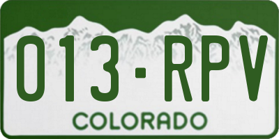 CO license plate 013RPV