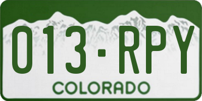 CO license plate 013RPY