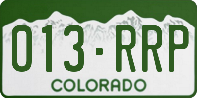 CO license plate 013RRP