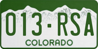 CO license plate 013RSA