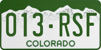 CO license plate 013RSF