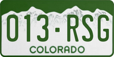 CO license plate 013RSG