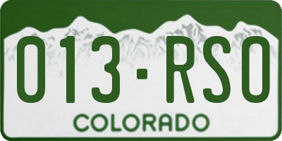 CO license plate 013RSO