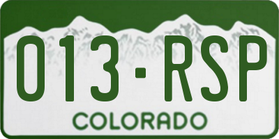 CO license plate 013RSP