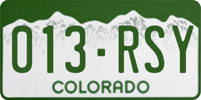 CO license plate 013RSY