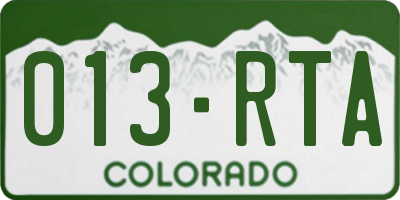 CO license plate 013RTA