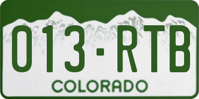 CO license plate 013RTB