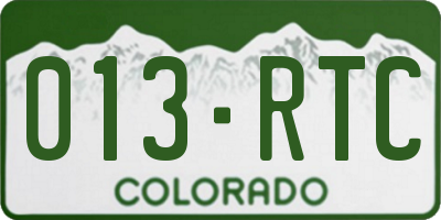 CO license plate 013RTC