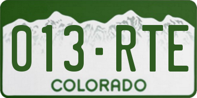 CO license plate 013RTE