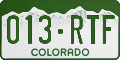 CO license plate 013RTF