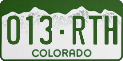 CO license plate 013RTH