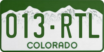 CO license plate 013RTL