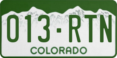 CO license plate 013RTN