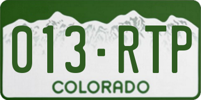 CO license plate 013RTP