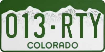 CO license plate 013RTY