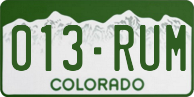 CO license plate 013RUM