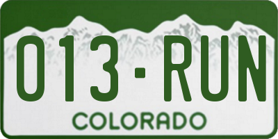 CO license plate 013RUN