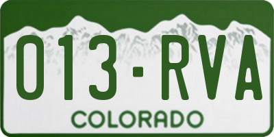 CO license plate 013RVA