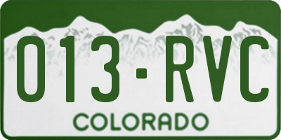CO license plate 013RVC