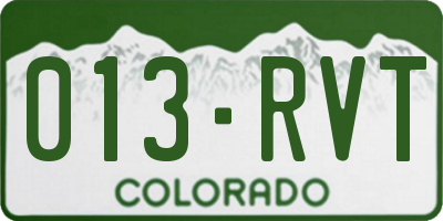 CO license plate 013RVT
