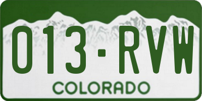 CO license plate 013RVW