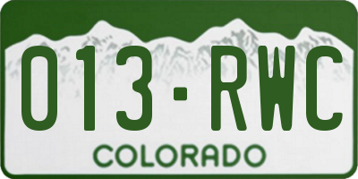 CO license plate 013RWC