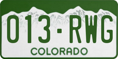 CO license plate 013RWG